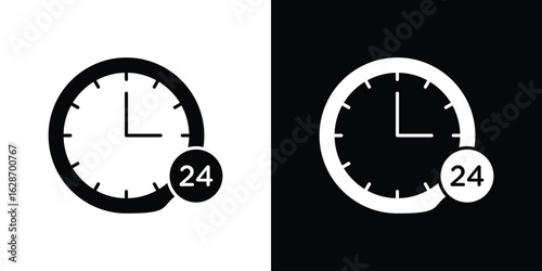 Time twenty four icon flat vectors. set of silhouette vectors