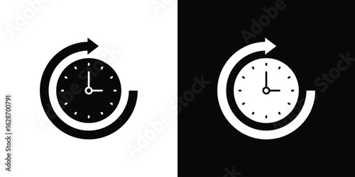 Time forward icon flat vectors. set of silhouette vectors