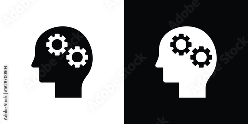 Thinking icon flat vectors. set of silhouette vectors
