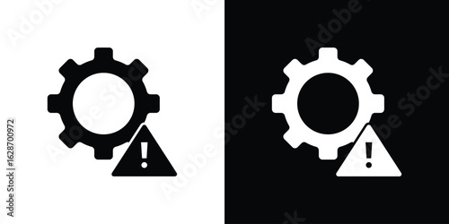 Technical warning icon flat vectors. set of silhouette vectors