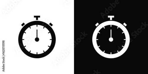 Stopwatch icon flat vectors. set of silhouette vectors