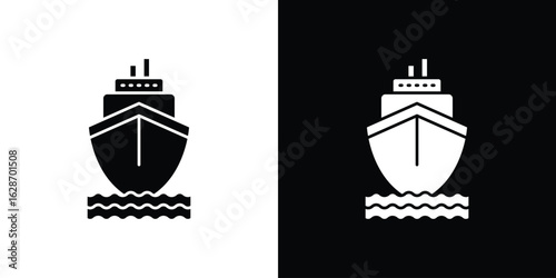 Ship icon flat vectors. set of silhouette vectors
