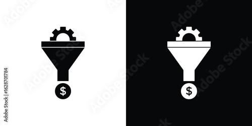 Sales funnel icon flat vectors. set of silhouette vectors