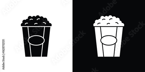 Popcorn icon flat vectors. set of silhouette vectors