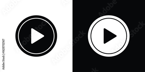 Play icon flat vectors. set of silhouette vectors