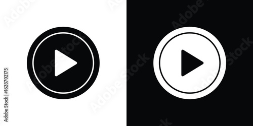 Play icon flat vectors. set of silhouette vectors