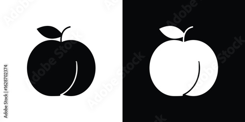 Peach icon flat vectors. set of silhouette vectors