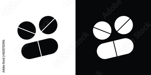Medicine icon flat vectors. set of silhouette vectors