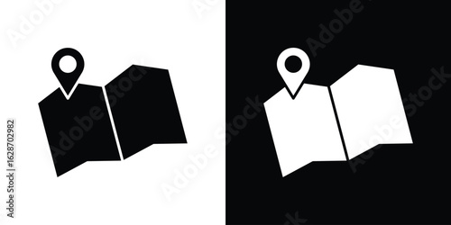 Map icon flat vectors. set of silhouette vectors
