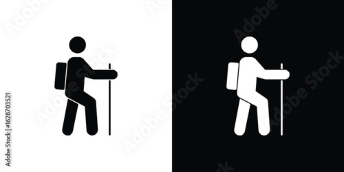 Hiking icon flat vectors. set of silhouette vectors
