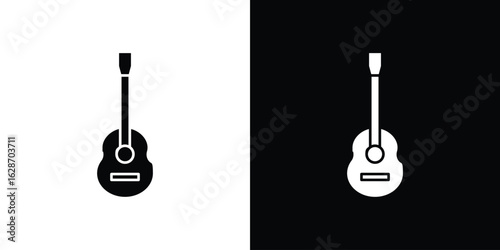 Guitar icon flat vectors. set of silhouette vectors