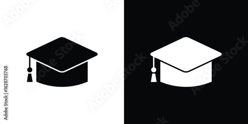 Graduation cap icon flat vectors. set of silhouette vectors