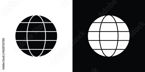 Globe icon flat vectors. set of silhouette vectors