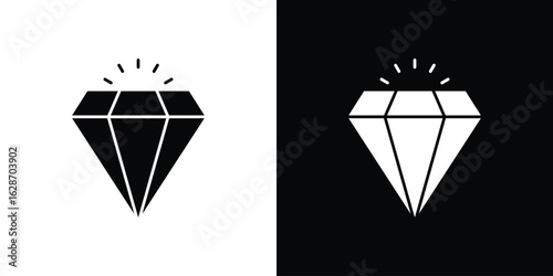 Gem icon flat vectors. set of silhouette vectors