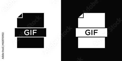 Gif icon flat vectors. set of silhouette vectors