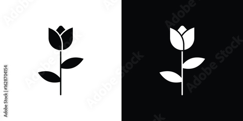 Flower tulip icon flat vectors. set of silhouette vectors