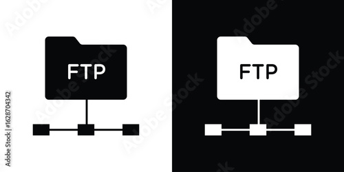 FTP icon flat vectors. set of silhouette vectors