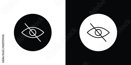Eye crossed icon flat vectors. set of silhouette vectors