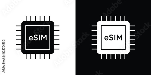 ESIM icon flat vectors. set of silhouette vectors