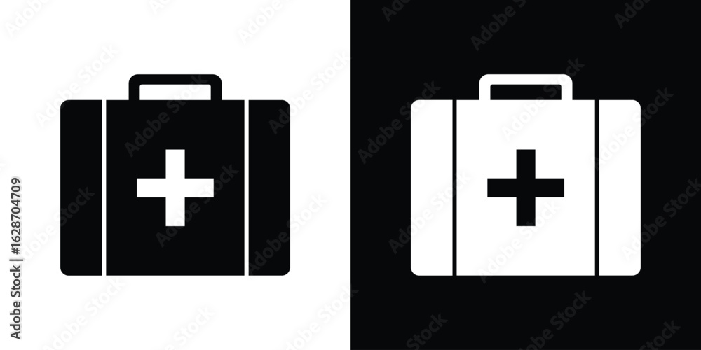 Obraz premium Doctor bag icon flat vectors. set of silhouette vectors
