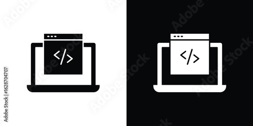 Display code icon flat vectors. set of silhouette vectors