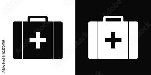 Doctor bag icon flat vectors. set of silhouette vectors