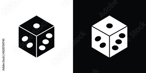 Dice icon flat vectors. set of silhouette vectors