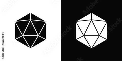 Dice d20 icon flat vectors. set of silhouette vectors