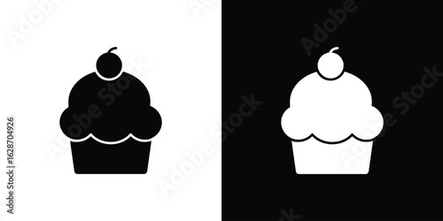Cupcake icon flat vectors. set of silhouette vectors
