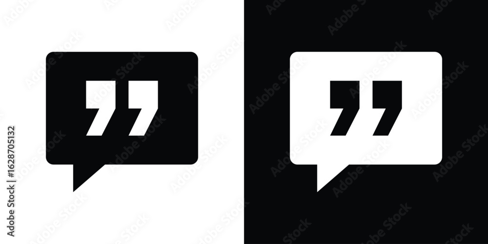 Naklejka premium Comment quote icon flat vectors. set of silhouette vectors