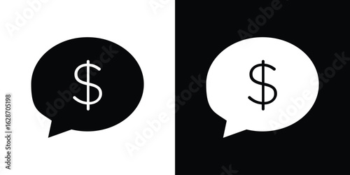 Comment dollar icon flat vectors. set of silhouette vectors