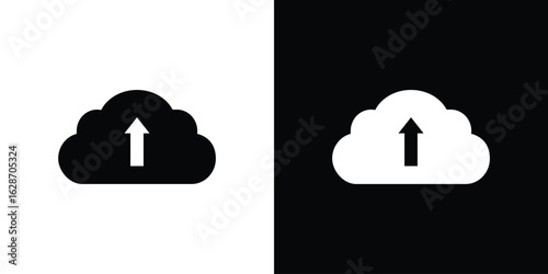 Cloud upload icon flat vectors. set of silhouette vectors