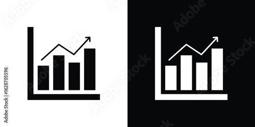Chart histogram icon flat vectors. set of silhouette vectors