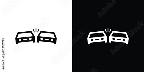 Car crash icon flat vectors. set of silhouette vectors
