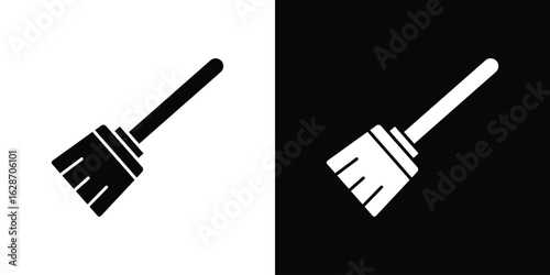 Broom icon flat vectors. set of silhouette vectors