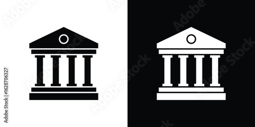 Bank icon flat vectors. set of silhouette vectors