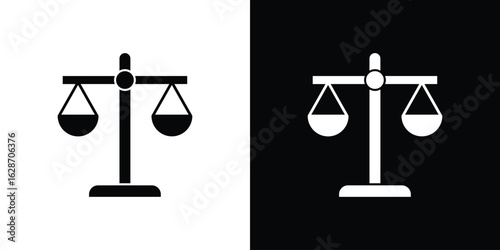 Balance scale icon flat vectors. set of silhouette vectors