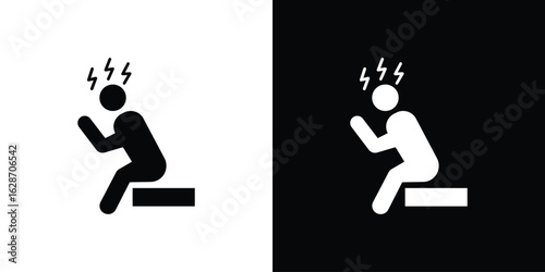 Anxiety or stress icon flat vectors. set of silhouette vectors