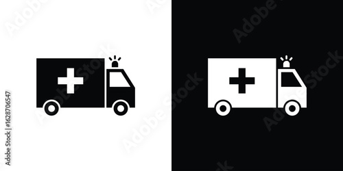 Ambulance icon flat vectors. set of silhouette vectors