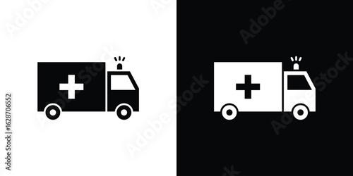Ambulance icon flat vectors. set of silhouette vectors