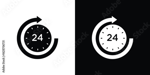 24 Hrs icon flat vectors. set of silhouette vectors