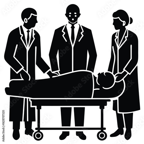 Medical professionals transporting patient on gurney