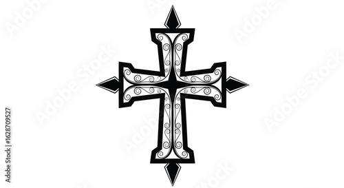 Vector art of ornate cross isolated on white background