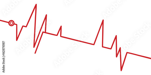 Vector art of abstract red heartbeat line graph illustration isolated on white background for medical purposes