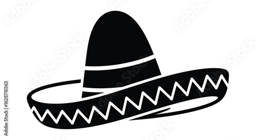 Vector art of black sombrero hat isolated on white background