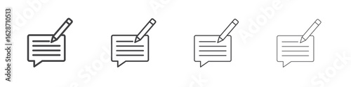 Write comment icon outline drawings. Editable strokes bundle