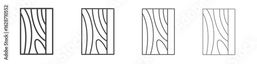 Wood board icon outline drawings. Editable strokes bundle