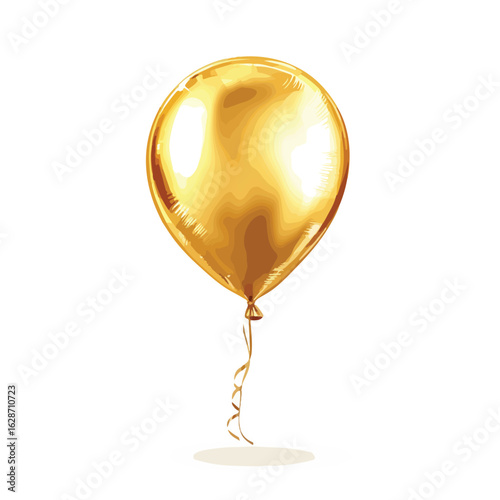 Shiny Gold Balloon on Transparent Background