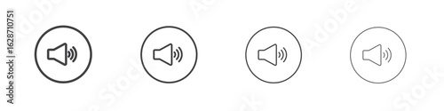 Volume icon outline drawings. Editable strokes bundle