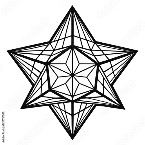 Geometric star of david symbol with intricate facets and lines isolated on white background isolated on transparent background silhouette